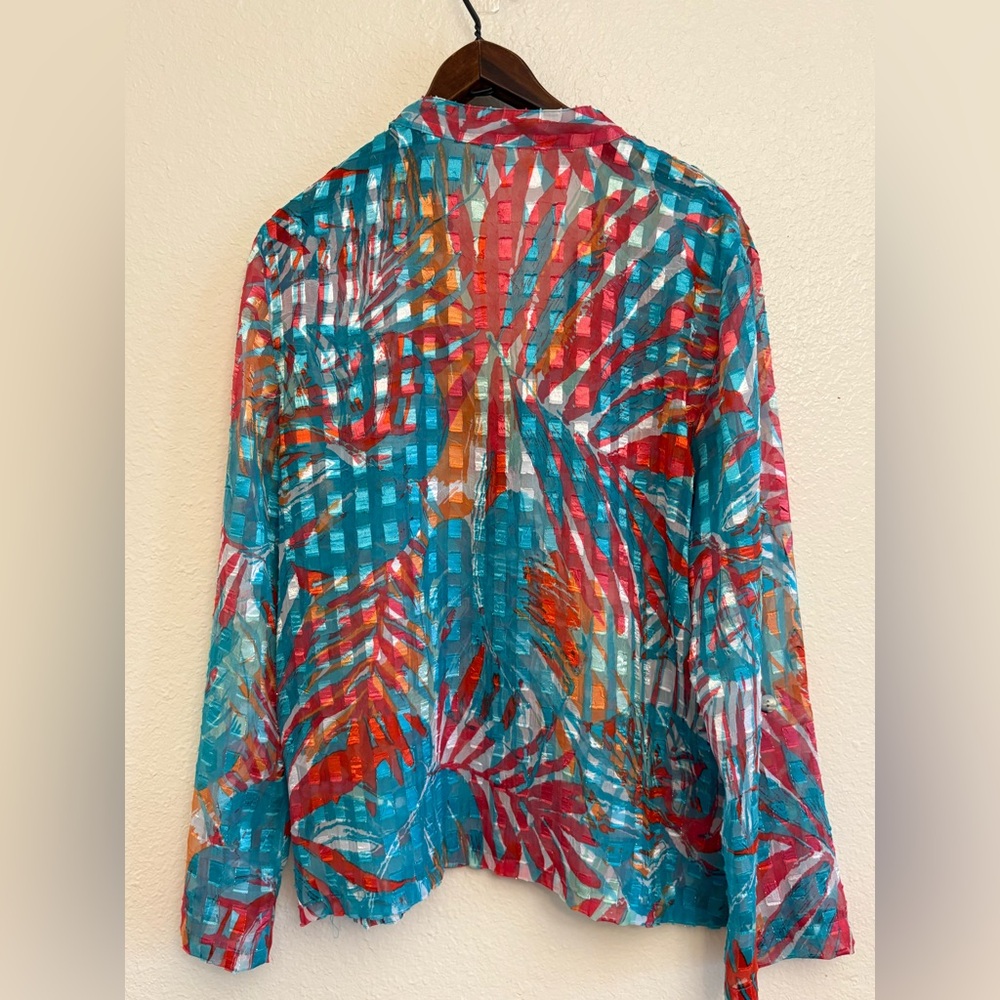 Ruby Rd. Colorful Sheer Blouse‎ - Picture 3 of 5